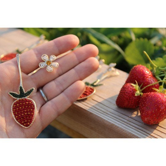 Strawberry blossom ear jackets